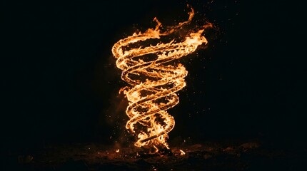 Obraz premium Fiery Tornado Vortex of Fire with Dark Background and Sparks