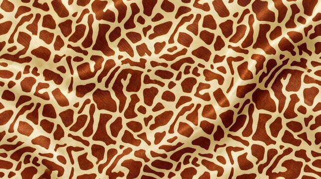 giraffe pattern fabric design with brown irregular shapes on beige background texture