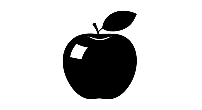 Black apple silhouette with bite mark isolated on white background vector design with illustration nutrition template graphic healthy organic