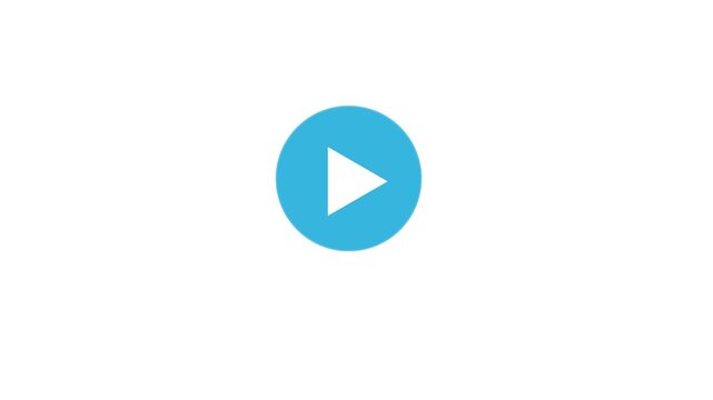 Animated play button on screen. Animation play button