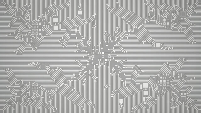 Abstract digital circuit board pattern with microchip processor lines, computer