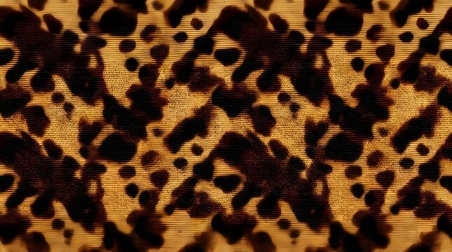 closeup of brown and black leopard print fabric texture with spots and fur pattern