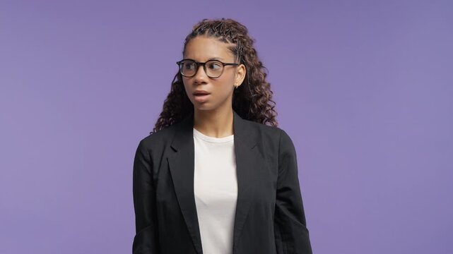Dissatisfied Young Student With Poor Eyesight Asking What, Squinting And Leaning Closer To Camera, Girl Struggling To See Clearly, Blurred Vision, Eye Strain And Vision Problems