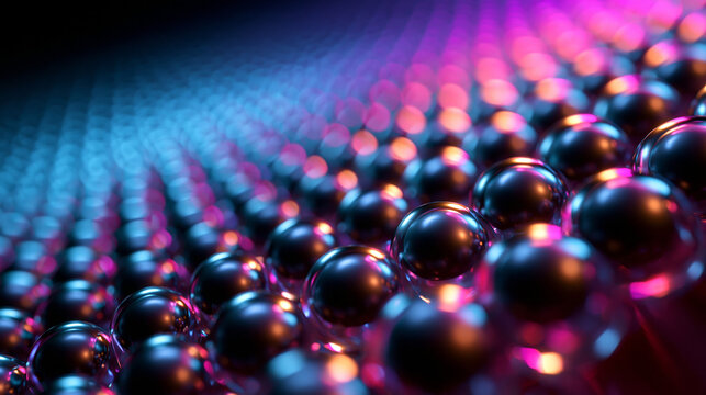 Futuristic AI Technology Background with Glowing Spheres Grid