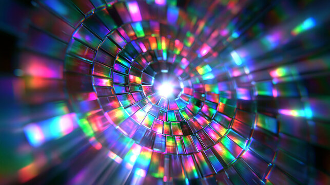 Abstract Iridescent Rainbow Prism Light Tunnel