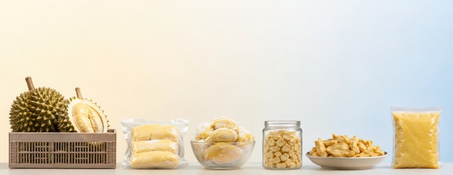 Durian Preservation Methods Displayed in a Panoramic Food Industry Banner