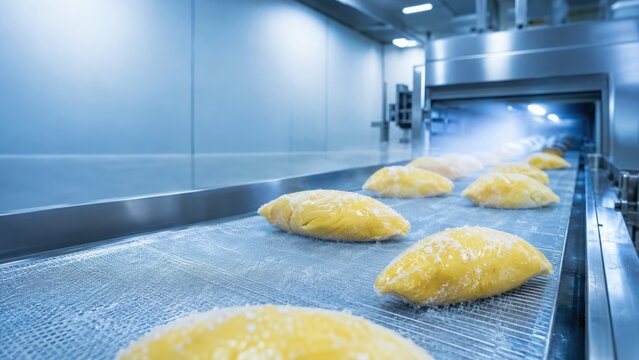 Durian Arils Rapidly Frozen on a Modern Food Processing Conveyor