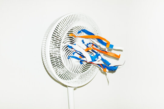 Fan/ventilator in business office during summer heat waves with flash