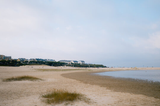 Coastal Village with Sandy Shore