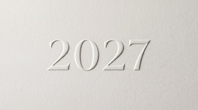 The year two thousand twenty seven embossed in white on a soft neutral background