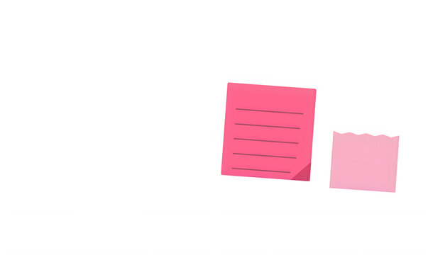 Pink sticky tron paper notes for office organization and reminders isolated on transparent background