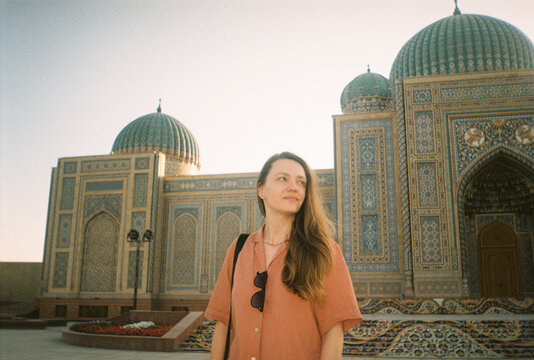 Female Tourist Visiting Khujand Fortress in Tajikistan