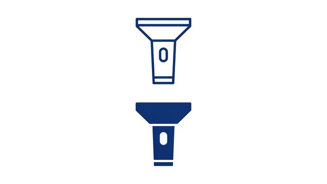 Blue flashlight icons in outline and solid styles for camping or emergency lighting tools