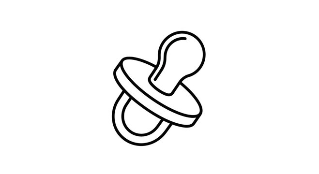 Baby Pacifier Icon - Minimalist Line Art Illustration