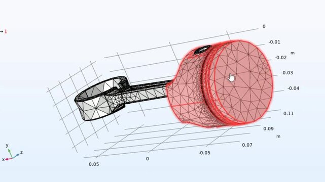 Piston and connecting rod of motorcycle, car engine.
Video animation of engineering 3d modeling with rotation. Technical machine computer analysis of steel mechanical part. Technology mechanic design.