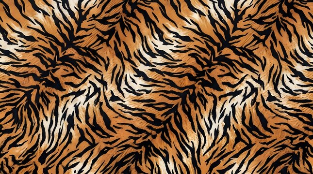 tiger fur pattern with orange black and white stripes seamless texture closeup