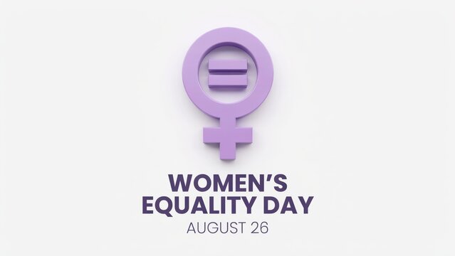 Women's Equality Day illustration with 3D female symbol and equal sign isolated on white background