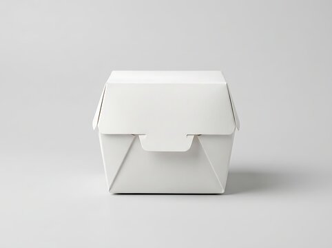 Blank white paper food box for burger or snack takeaway packaging mockup for branding and design. customizable takeout boxes