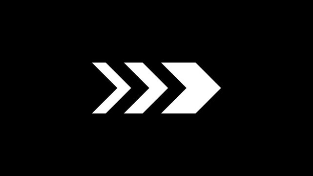 Right directional arrow loop animation for overlay video layer, seamless motion graphic, 4K animated navigation element