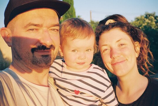 Self portrait of young family in France