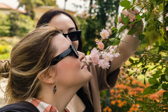 A portrait of a beautiful girls in a garden