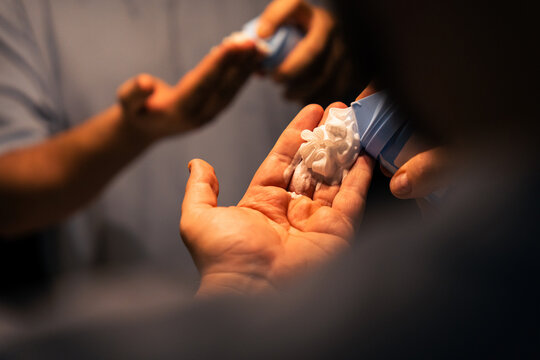 Dispensing Shaving Foam Into Hand Before Beard Grooming