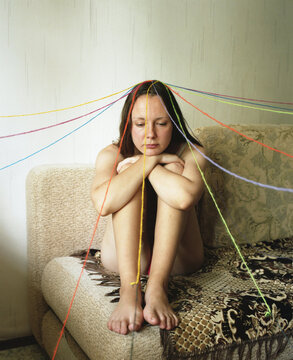 Portrait with Colorful Threads