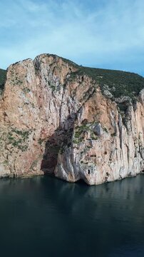 Aerial Drone View of Porto Flavia Mining Port in Sardinia