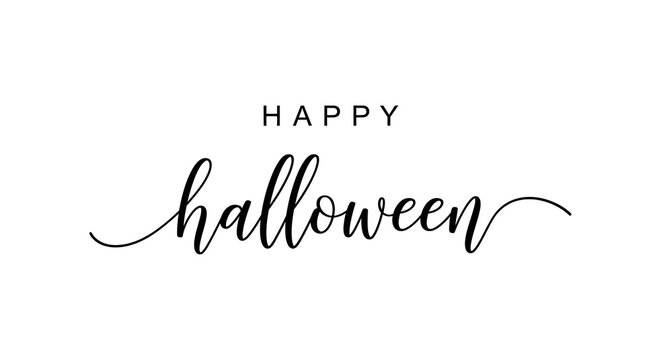 Happy halloween calligraphy text isolated on white background