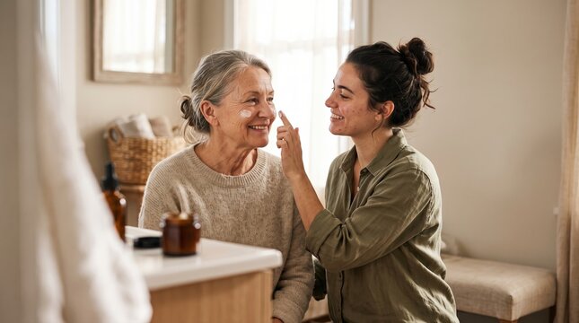 Grandmother and Granddaughter Skincare Ritual