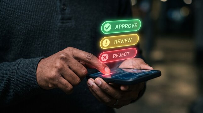 A person holding a smartphone displaying glowing holographic social media notification icons floating above the screen in a dark environment
