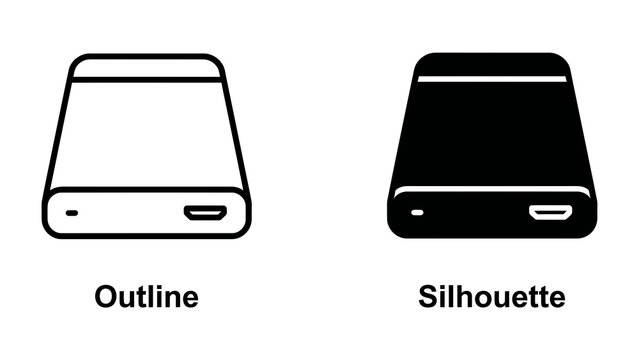 Outline and Silhouette of External Hard Drive
