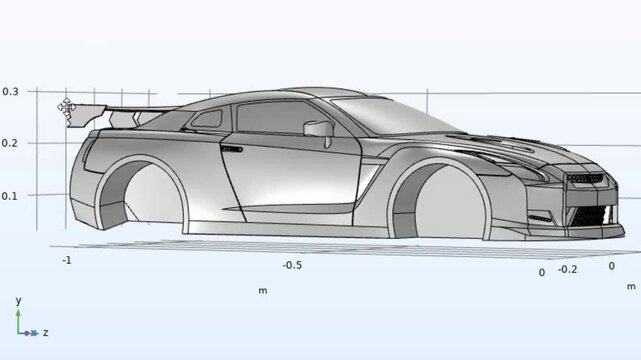 Video animation of car 3d modeling with rotation. 
Computer engineering cad investigation. 
Technical machine analysis of automobile. 
Technology mechanic design of machine building industry.