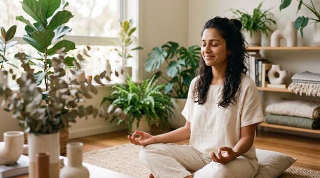 Person Meditating Peacefully at Home