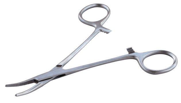Open stainless steel hemostat for medical procedures