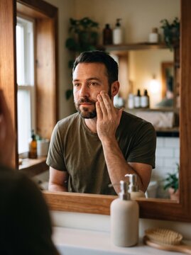 Man Doing His Skincare Routine