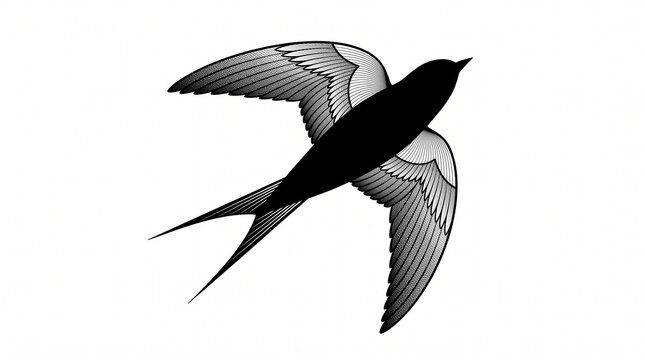Minimalist Flying Bird Line Art Elegant Swallow Vector