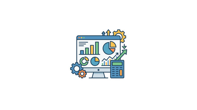 Ilustrasi Analisis Data Keuangan dengan Grafik dan Kalkulator Konsep Bisnis dan Pertumbuhan