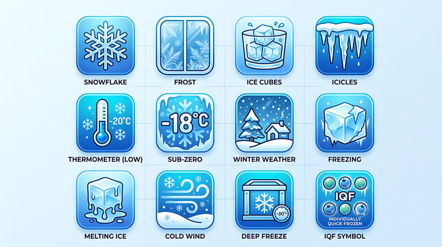 Winter Weather Icons Set for Weather Forecasting and Apps
