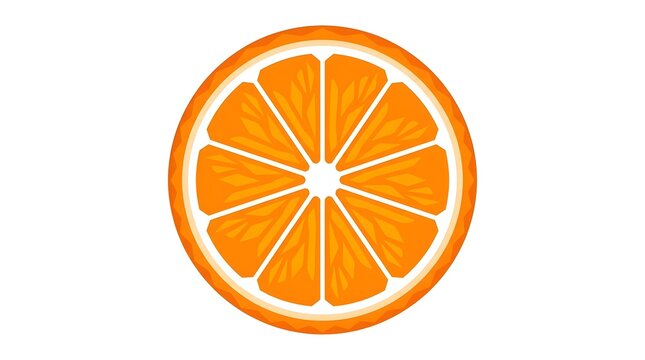 Bright and fresh orange slice cross-section vector illustration. Perfect for citrus, tropical fruit, healthy eating, and summer drink design themes. Minimalist flat art style.
