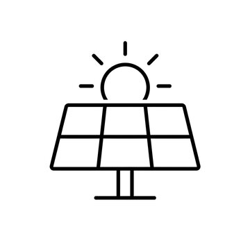 Minimalist Solar Panel Icon with Sun for Renewable Energy and Sustainable Power Concept Illustration