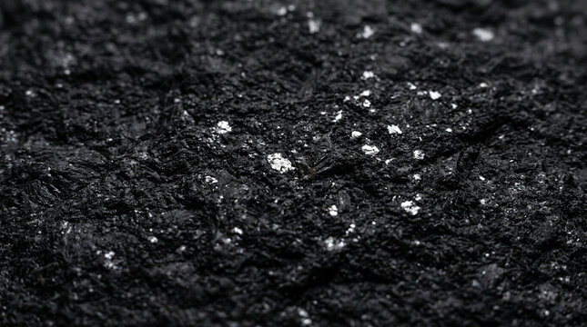 Close-up of dark, textured mineral surface with bright speckles