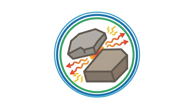 Rock friction creating energy with transparent background
