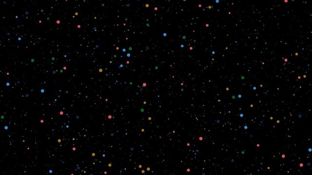 Animated Colorful Particles Floating on Black Background