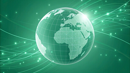 Naklejka premium Digital Earth Globe with Global connectivity and technology theme. Color Scheme,Digital world map with illuminated continents and network lines