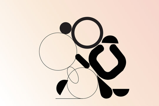 Minimalist Design with Interlocking Shapes and Circles on Pastel Background