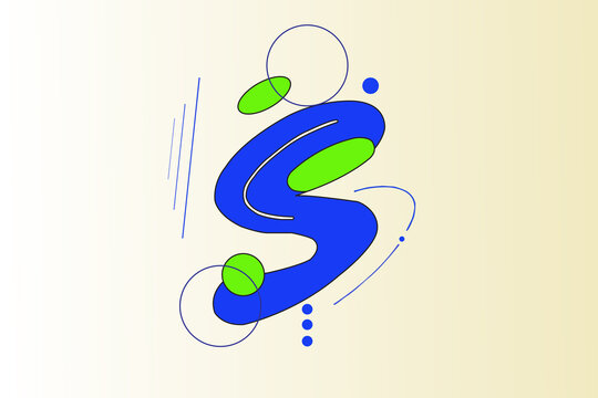 Modern Blue and Green Shapes with Lines on Gradient Background