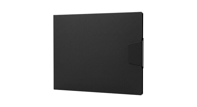 Luxury rigid paper presentation folder with magnetic flap, isolated on transparent background