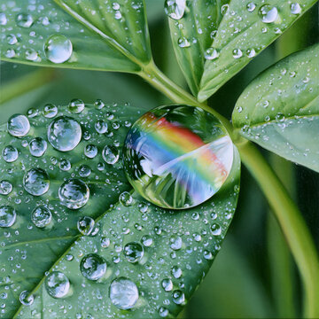 water drops on leaf