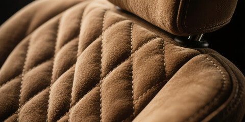 Obraz premium Close up of luxurious diamond quilted brown suede like car seat